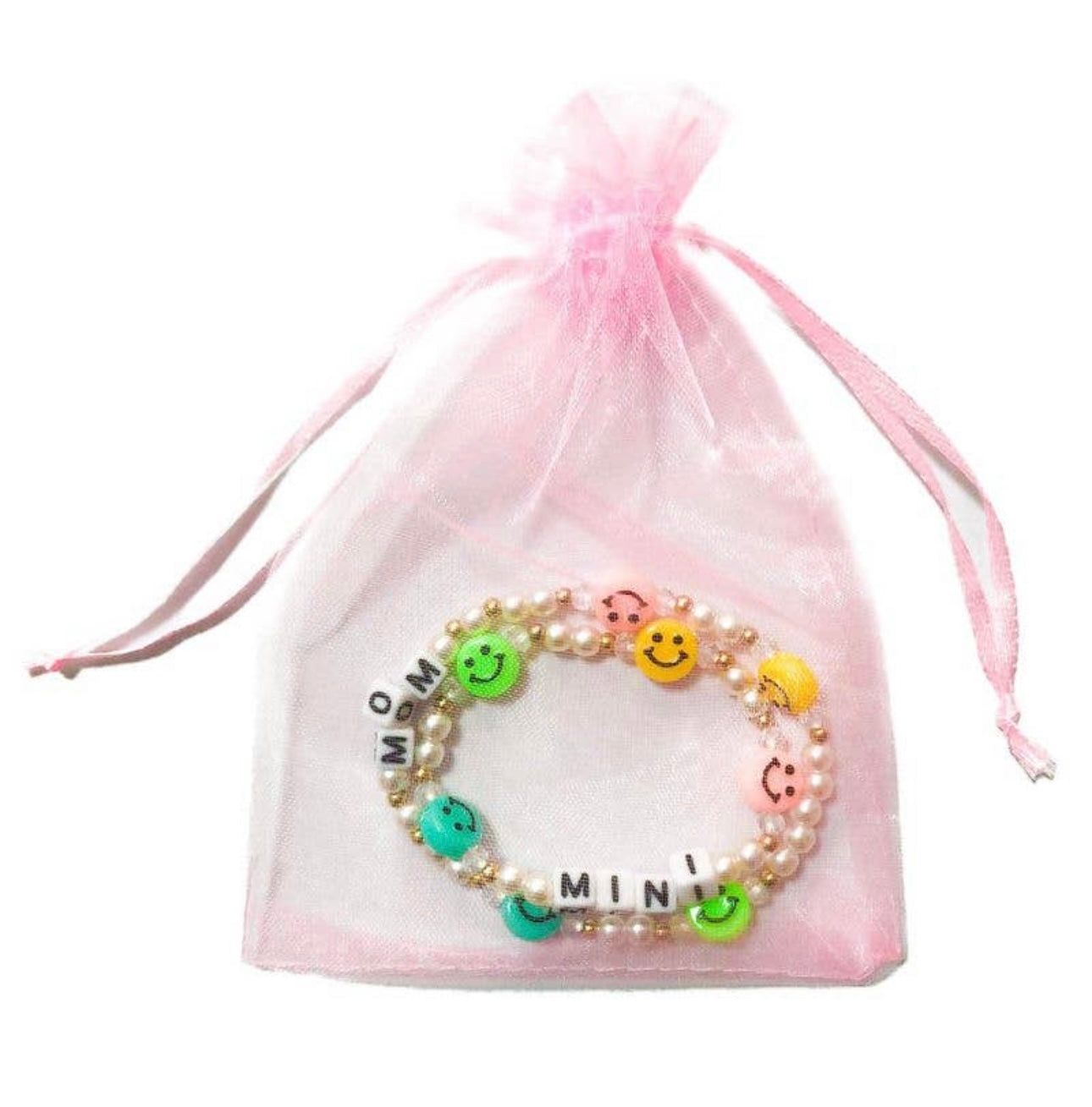 Smiley Face Mom + Mini Bracelet Set