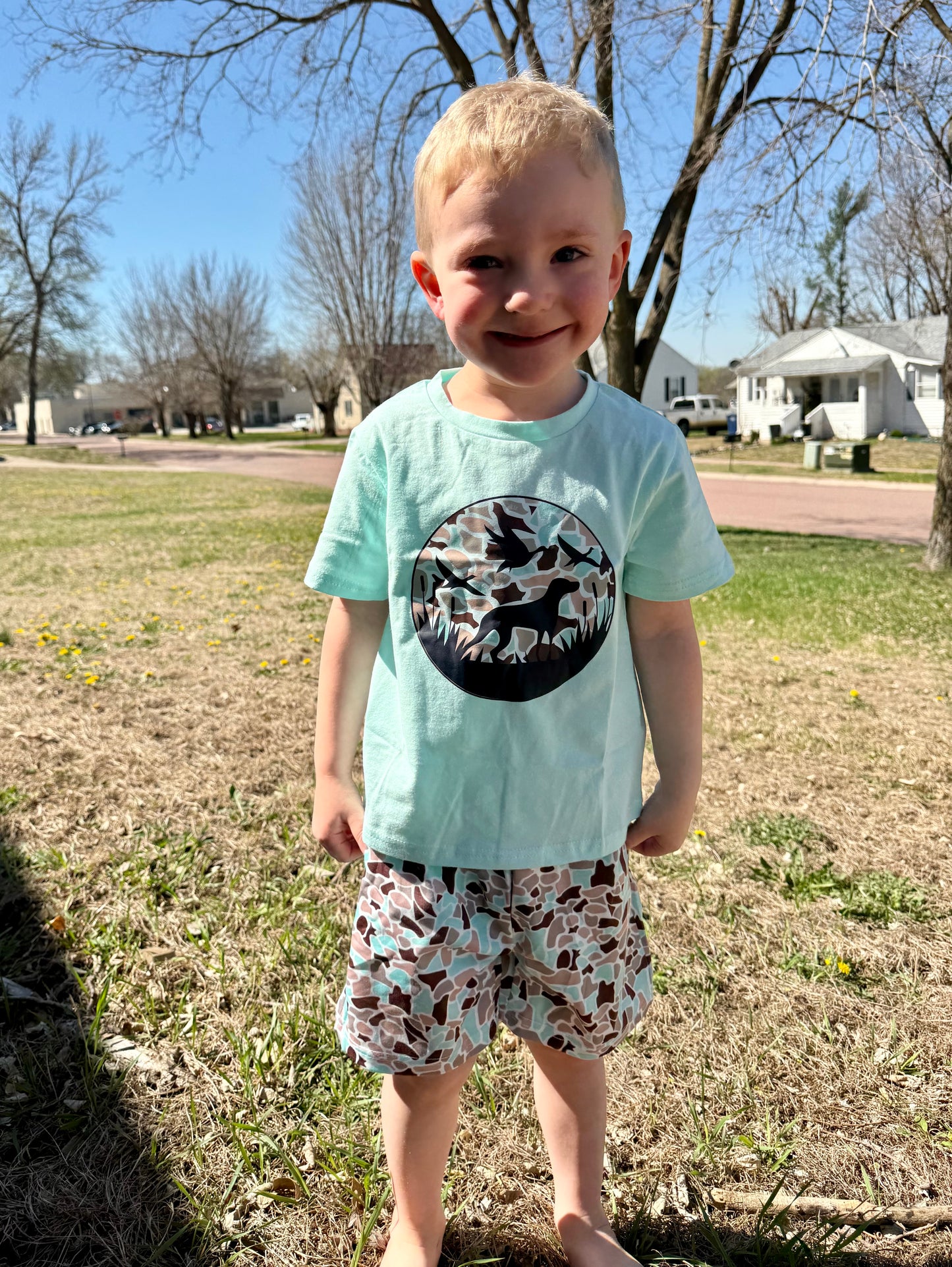 Sky Blue Camo Boy Shorts Set