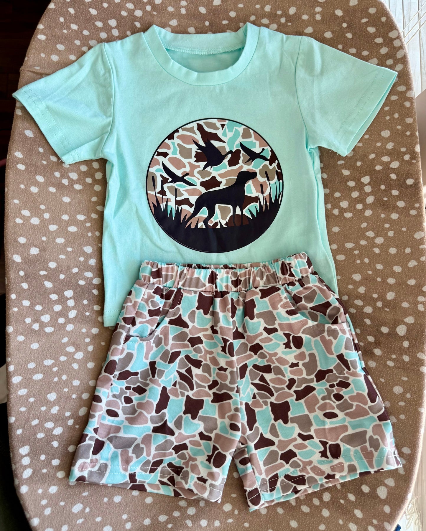 Sky Blue Camo Boy Shorts Set