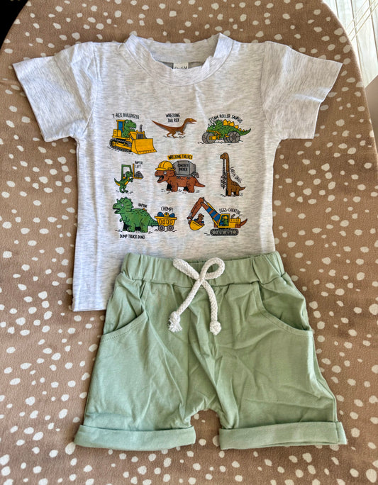 Construction Dinos Boy Shorts Set