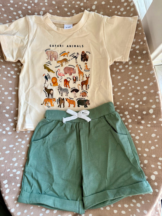 Safari Animals Boy Shorts Set