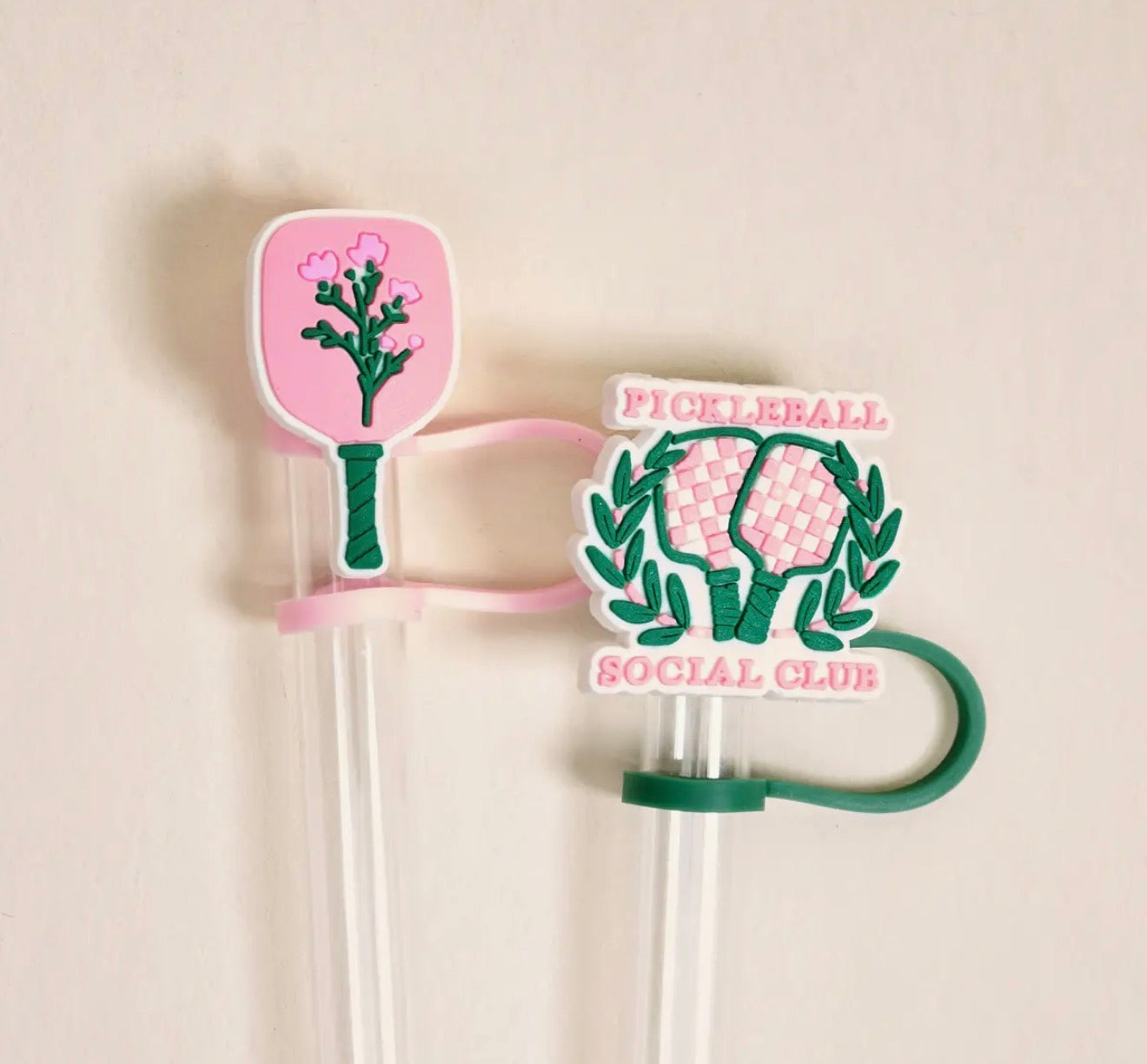 Pickleball Social Club Straw Topper Set