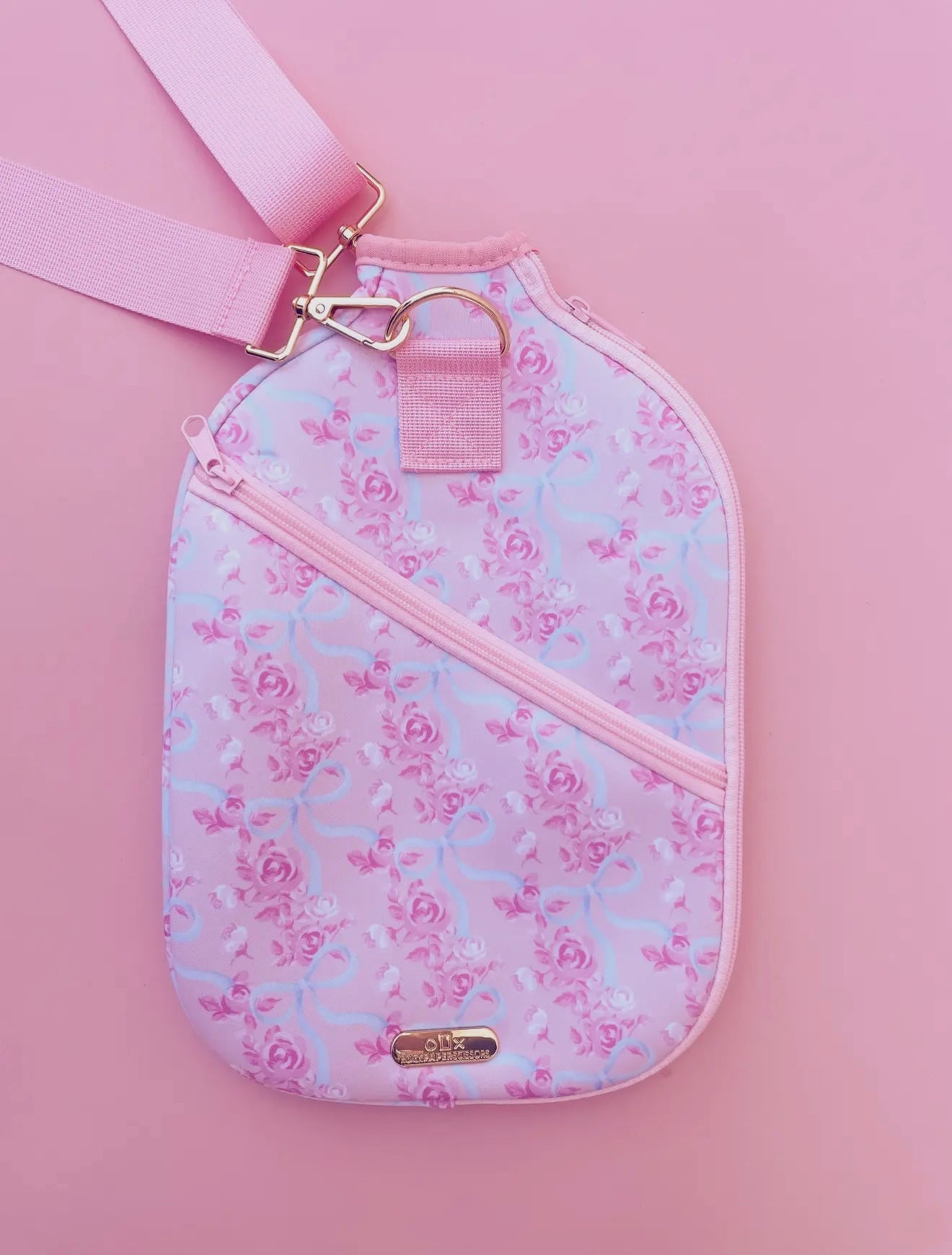 Watercolor Floral Bow Pickleball Paddle Bag & Cover