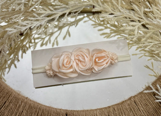 Girls Headband with Faux Flowers and Pearls
