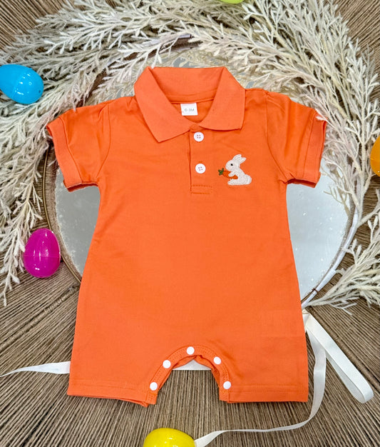 Orange Collared Easter Romper