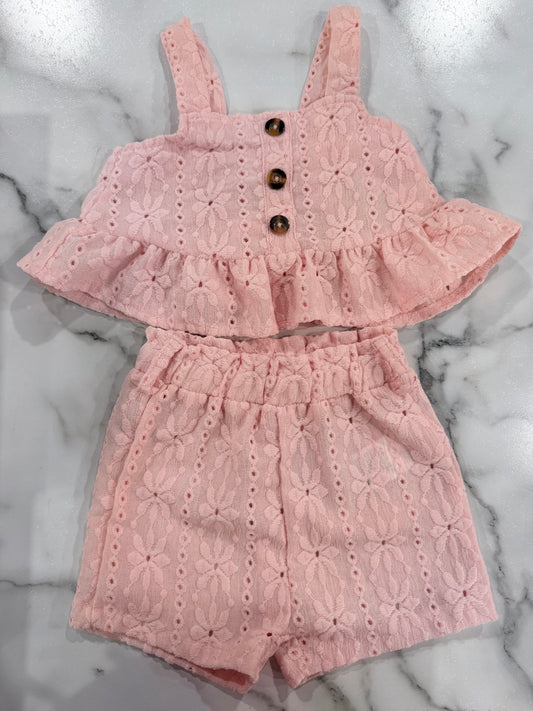 Pink Lace Shorts Set