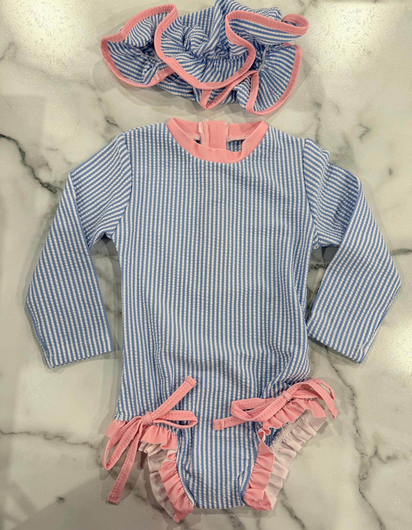 Blue Striped One Piece Suit