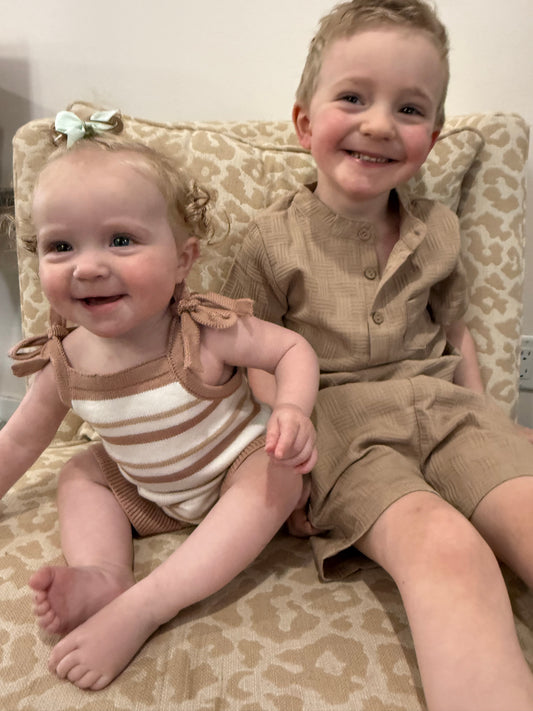 Neutral Stripes Tank Romper