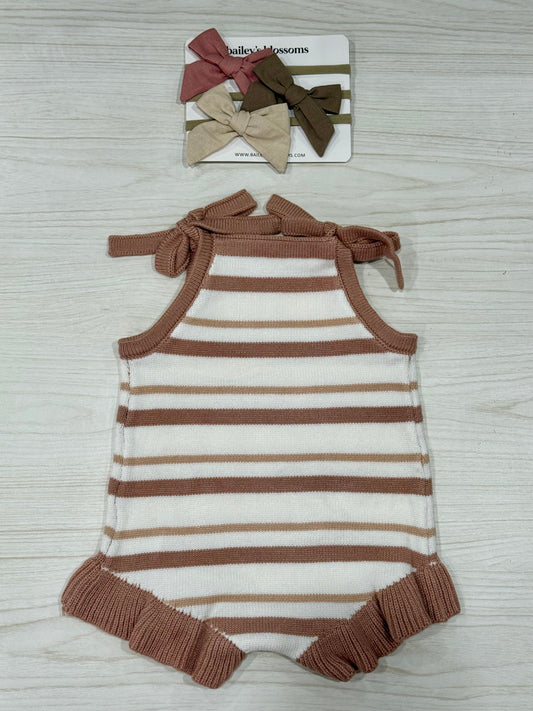 Neutral Stripes Tank Romper