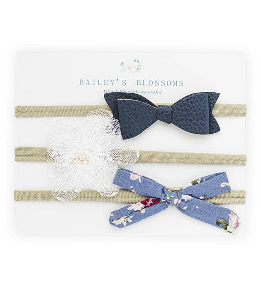 Navy, Floral+Tulle Headband Variety Pack