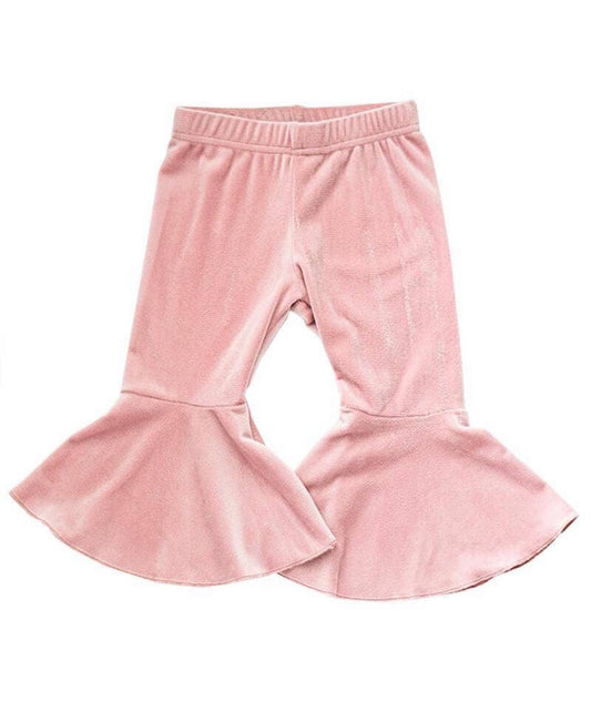 Lollipop Pink Lina Pleated Velour Bell Bottoms