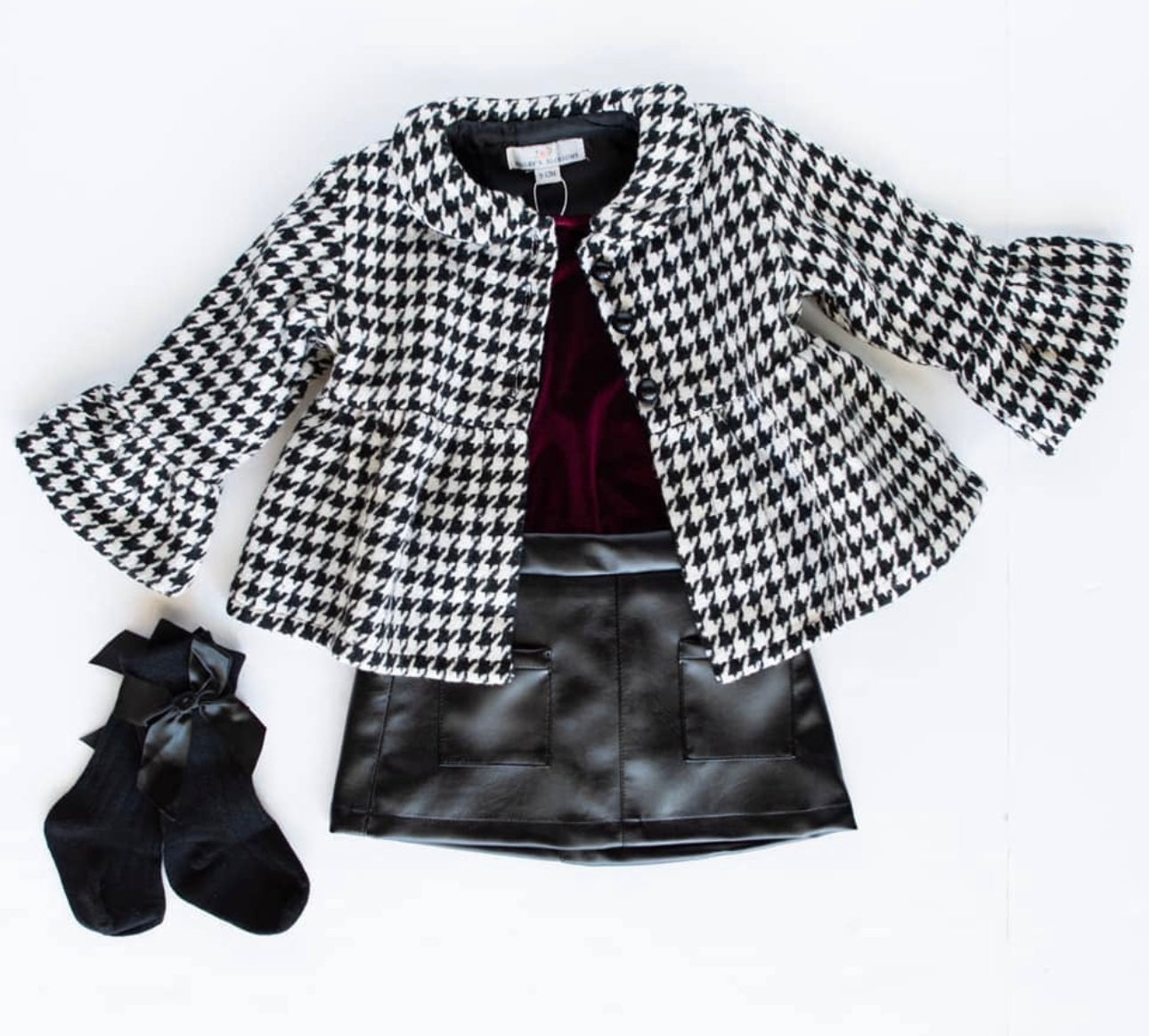 Waldorf Houndstooth Button Front Pea Coat