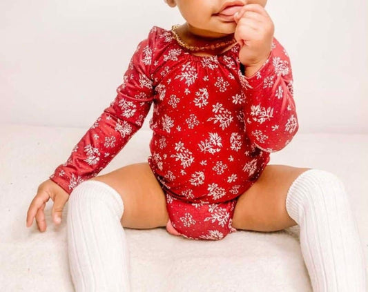 Livee Poinsettia Long Sleeve Leotard