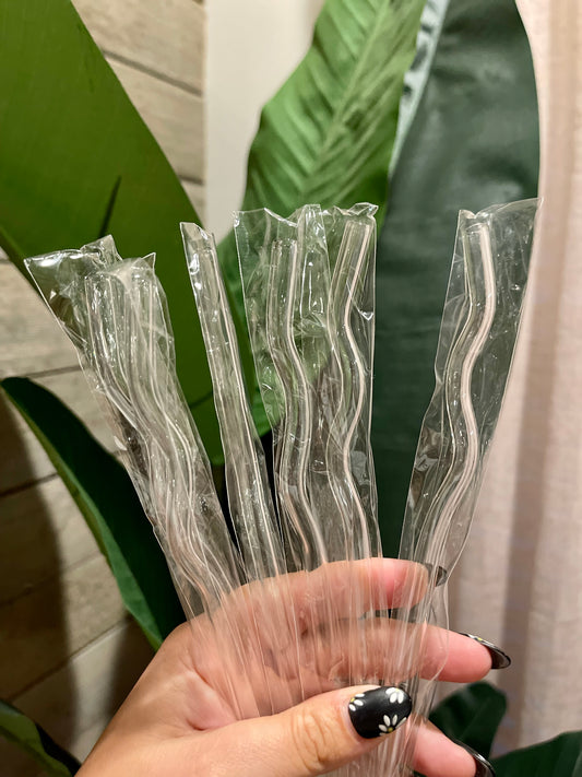 Clear Squiggly Reusable Glass Straw