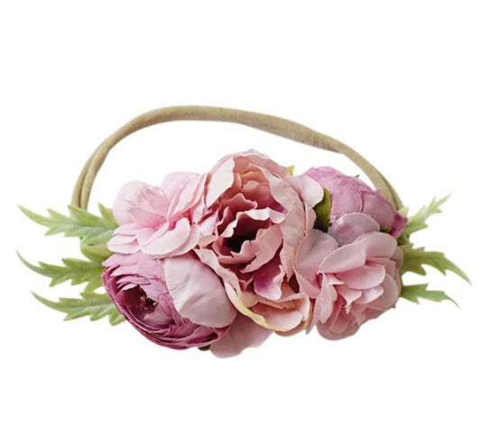Mauve Floral Stretch Headband