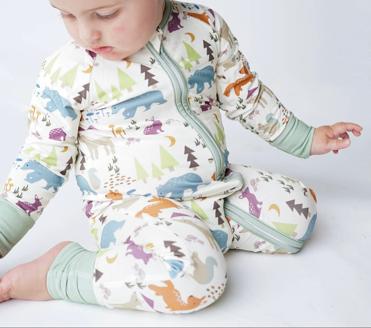 Forest Friends Animal Bamboo Baby Convertible Footie PJs