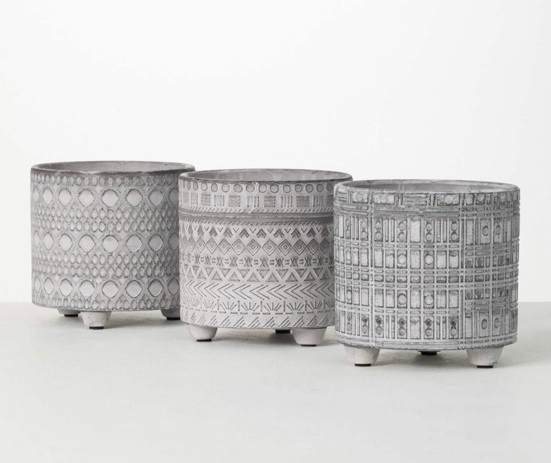 Gray Geometric Pots