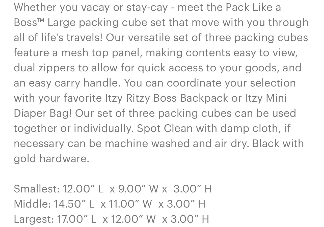Large Packing Cubes