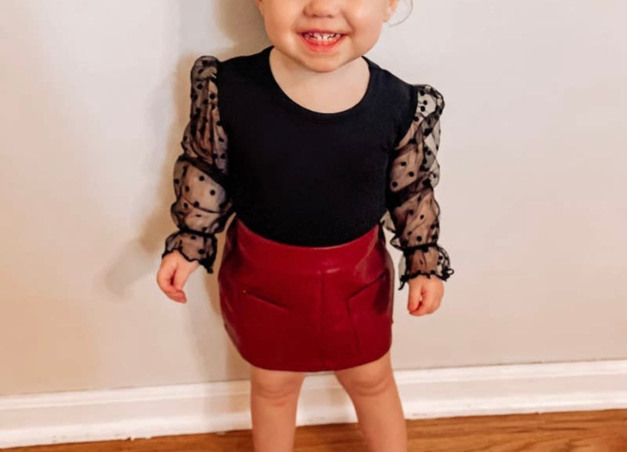 Destinee Sheer Dot Sleeve Leotard