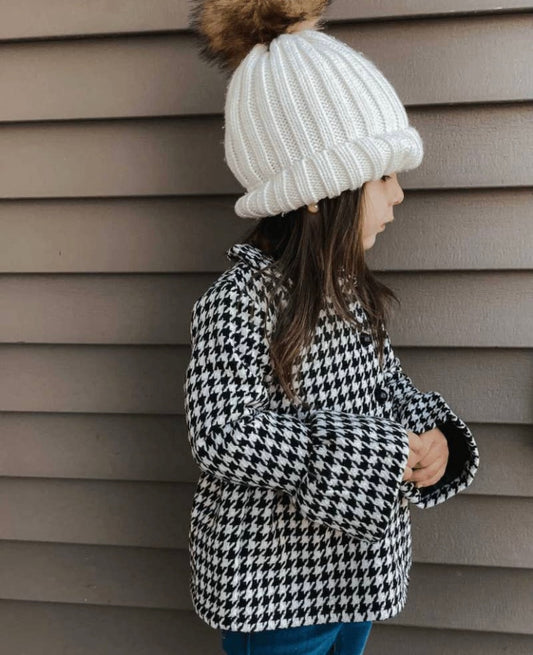 Waldorf Houndstooth Button Front Pea Coat