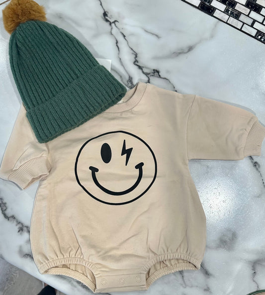 Garth Oat Lightning Smiley Sweater Romper