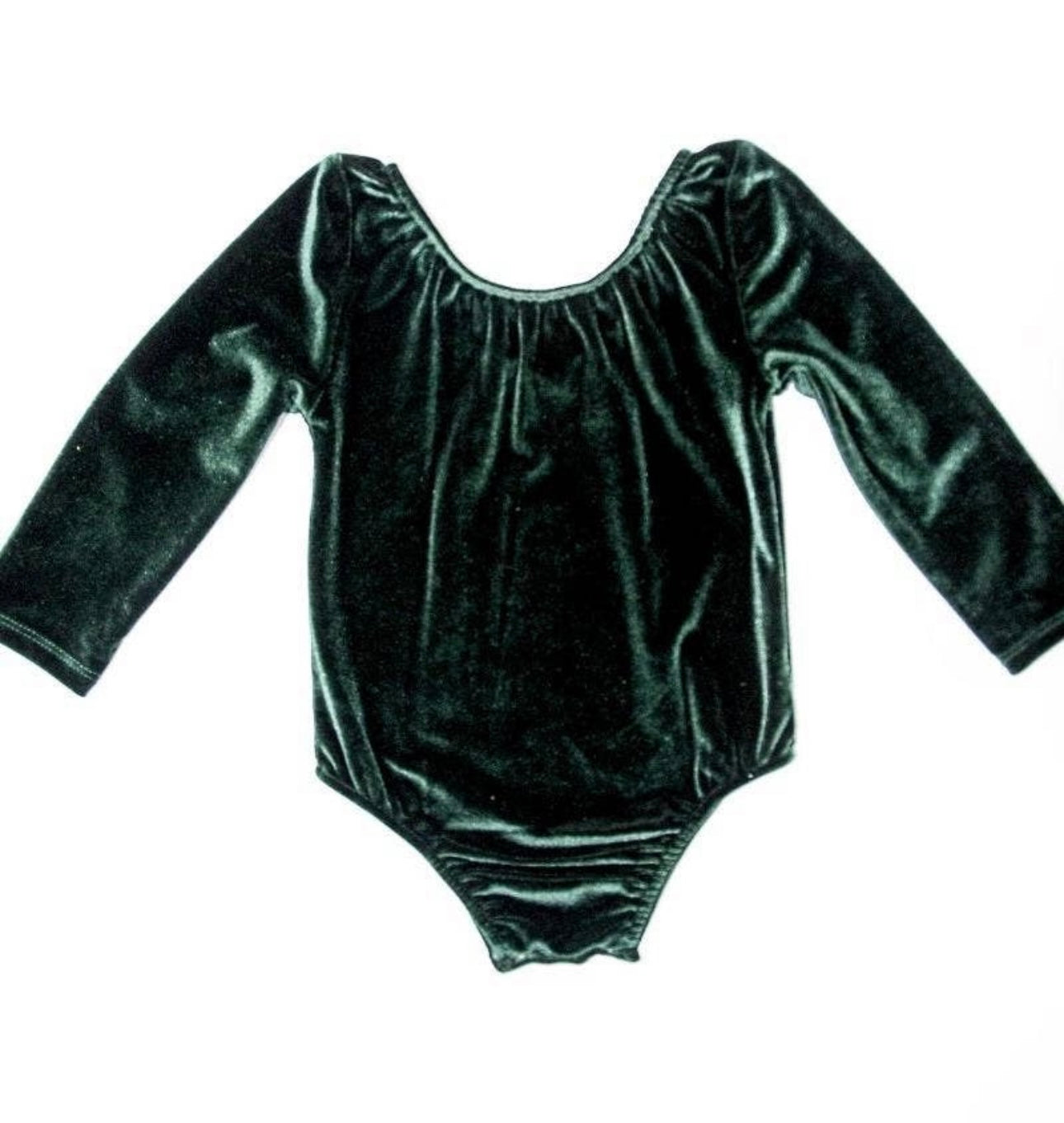Livee Frosted Forest Green Long Sleeve Velour Leotard