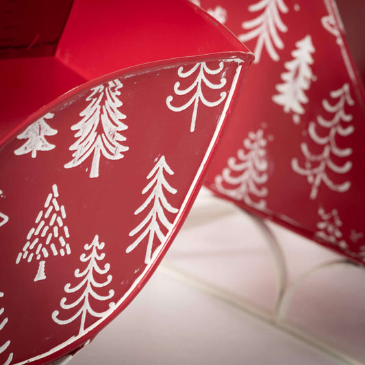 Red Sleigh with White Tree Print