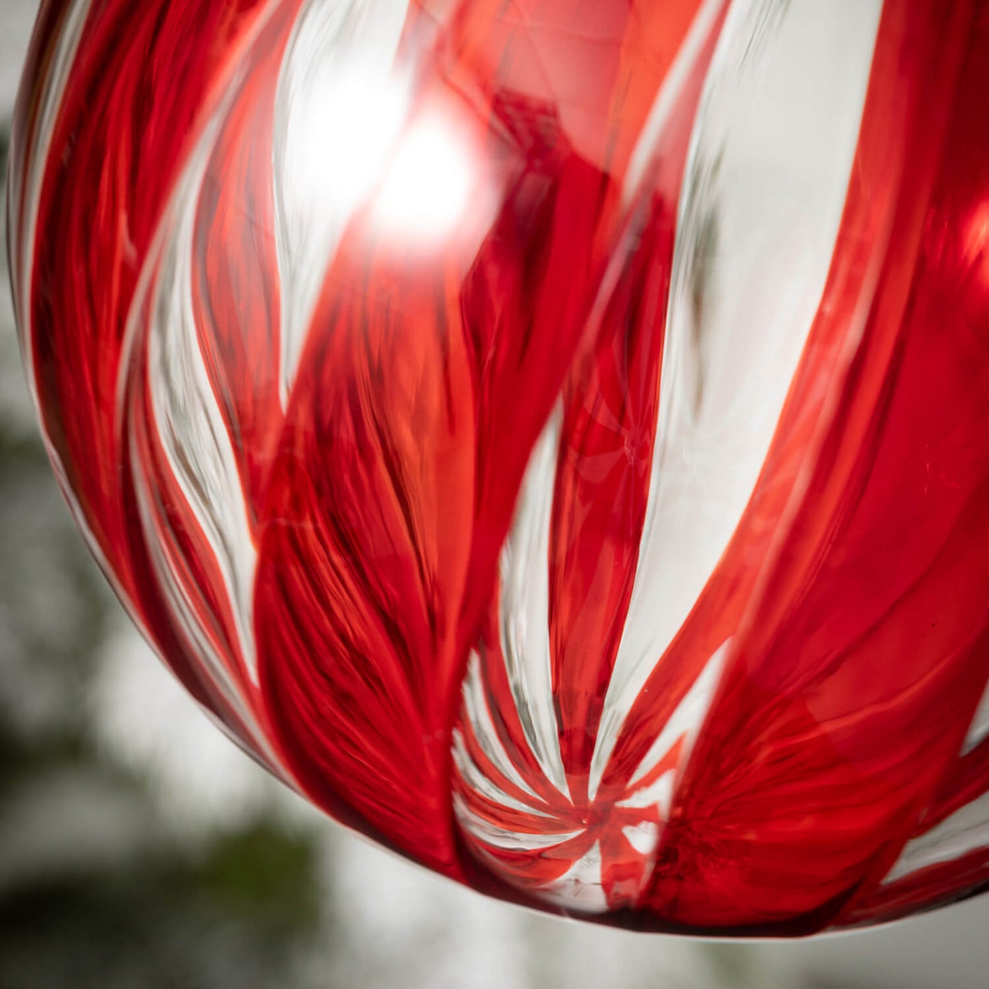 Red Stripe Glass Ball Ornament