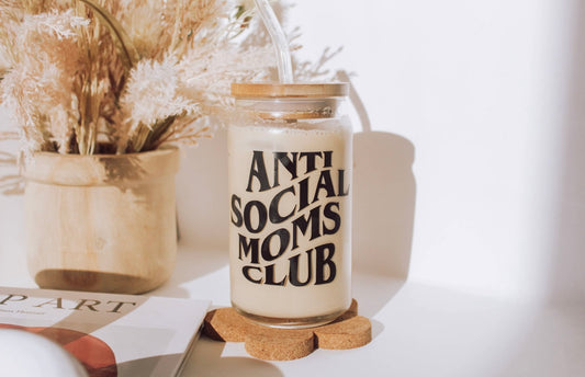 Anti Social Moms Club Glass Can Cup