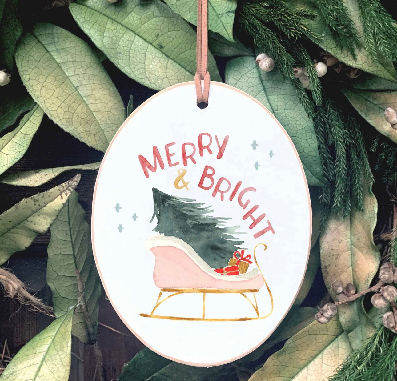 Merry & Bright Sleigh Ornament