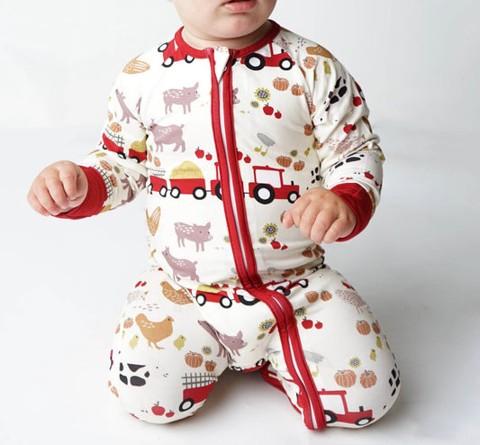 Farm Friends Animals Bamboo Baby Convertible Footie Pajamas
