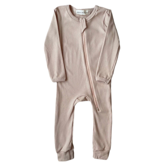 Peach Organic Ribbed Footless Sleeper