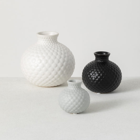 Embossed Dot Low Ball Vases