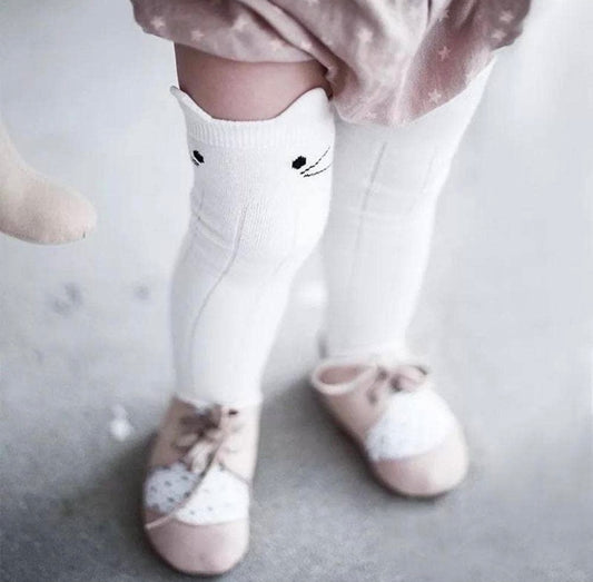 White Kitty Knee High Socks