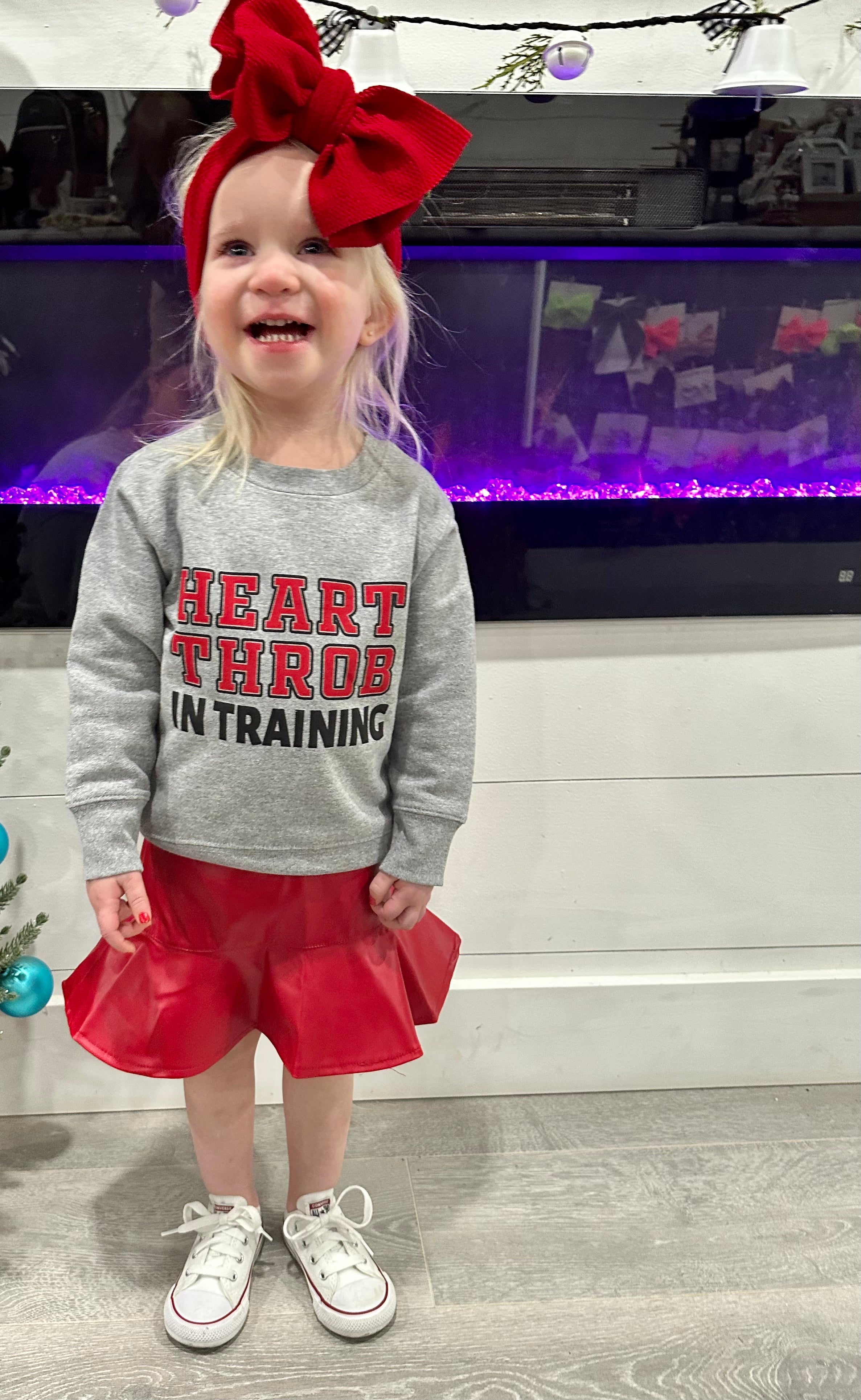 Polly Ruby Red Pleather Ruffle Hem Skirt