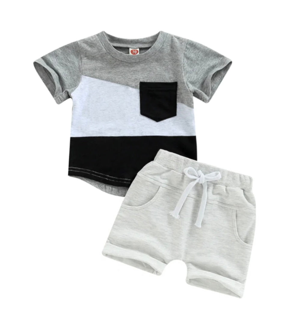 Grey with Black Pocket Set