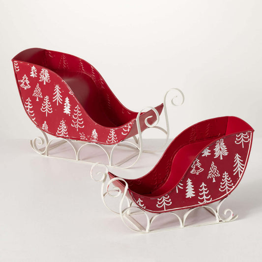 Red Sleigh with White Tree Print