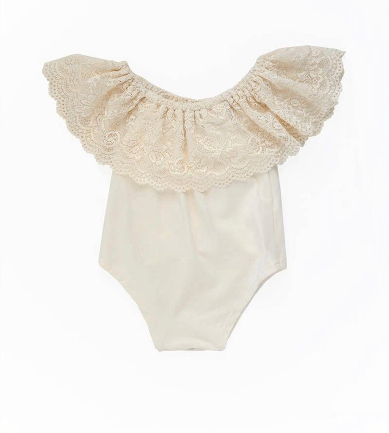 Vanilla Cream Kenzie Lace Flutter Sleeve Leotard