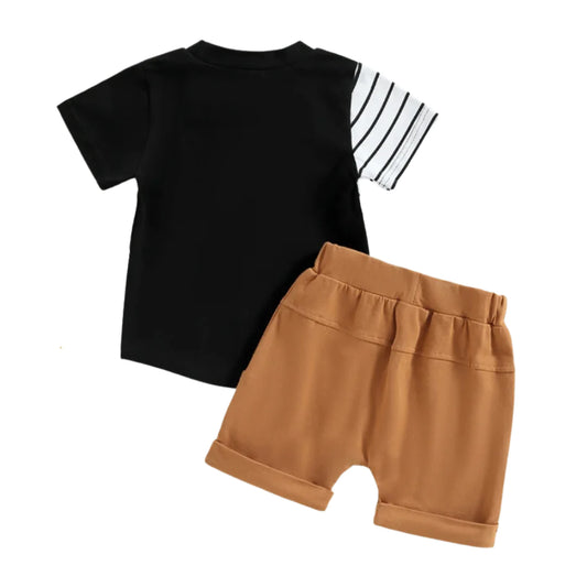 Brown Colorblock Summer Boys Set