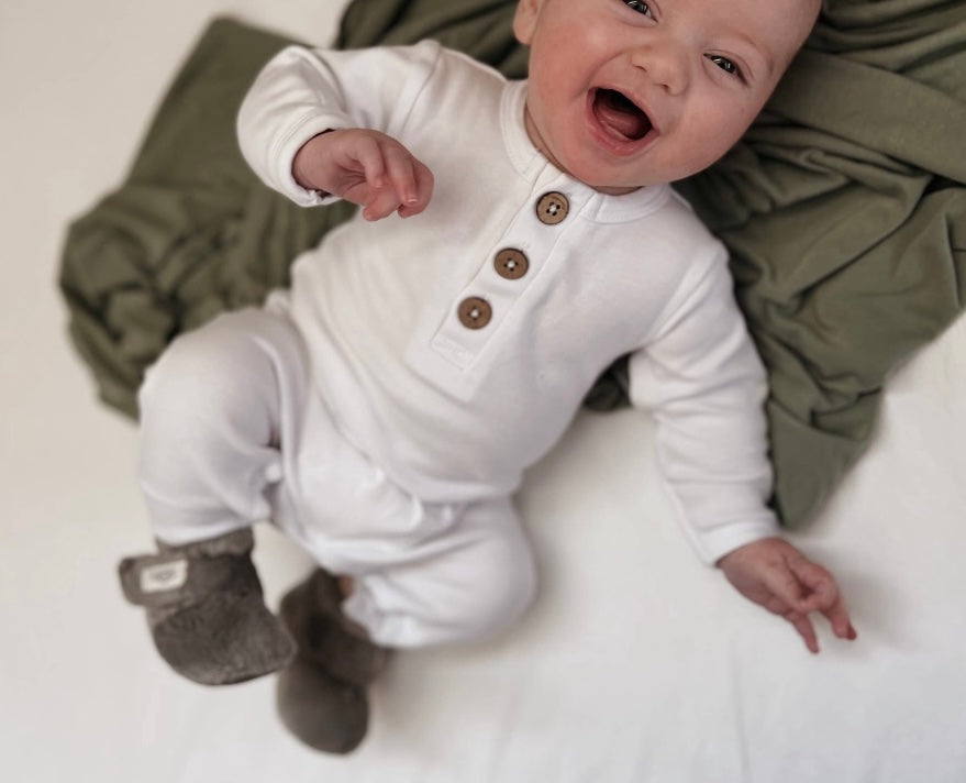 Declan Organic Baby Button Down Romper