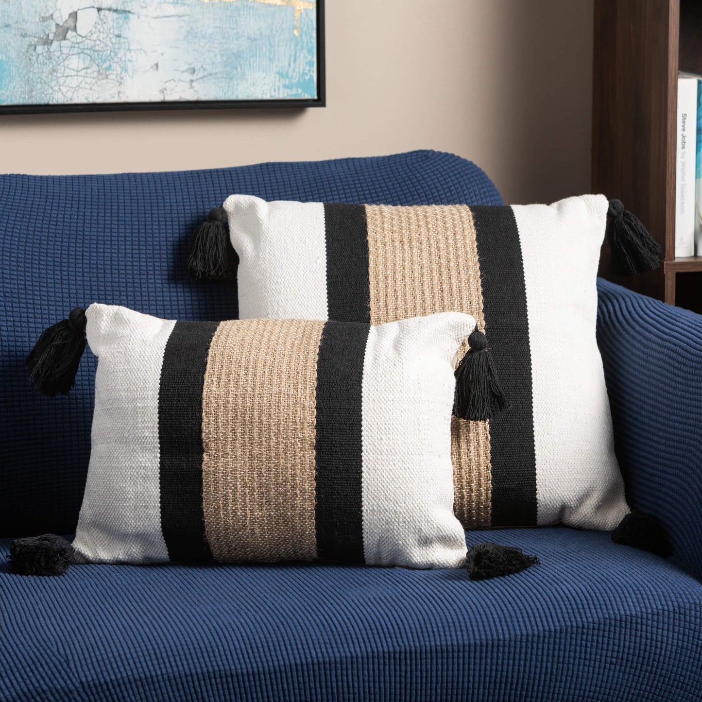 Stripe Square Tasseled Pillow