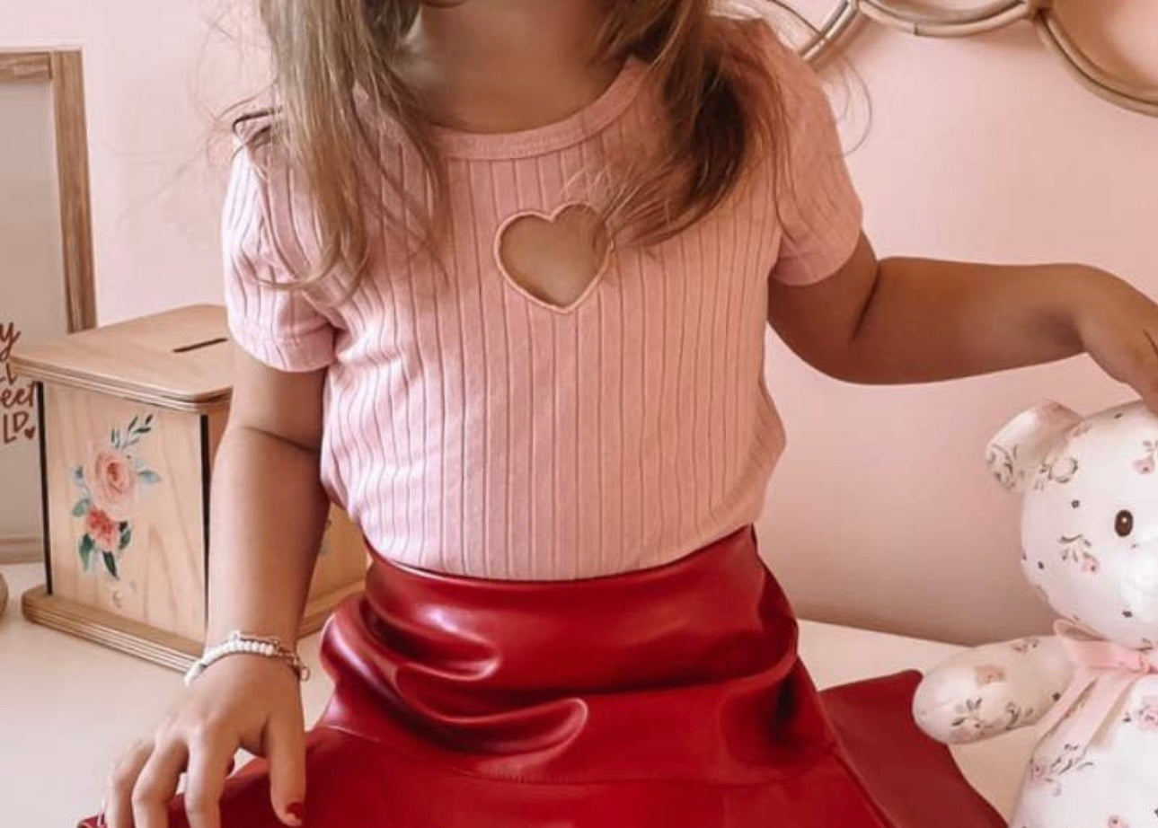 Suki Tickled Pink Heart Cutout Tee