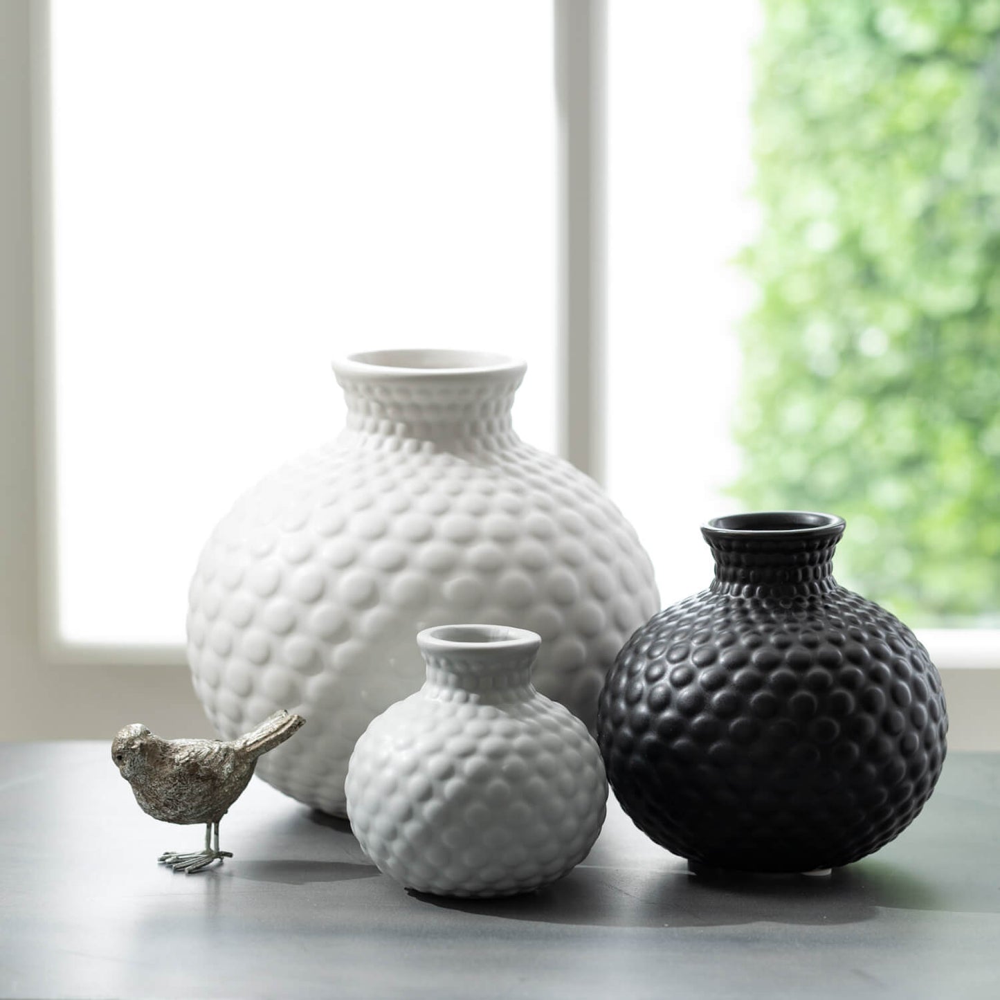 Embossed Dot Low Ball Vases