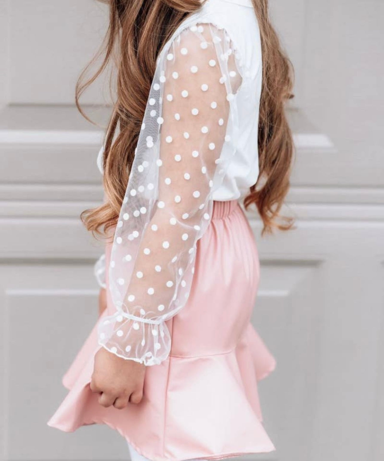 Destinee Sheer Dot Sleeve Leotard