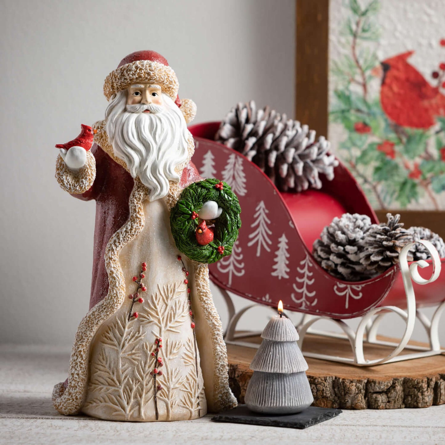Red Sleigh with White Tree Print