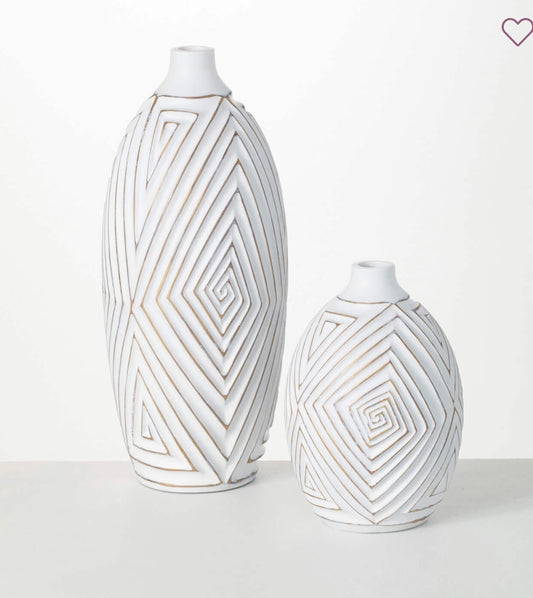 Gold Brushed Patterned Vases
