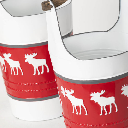 Reindeer Metal Bucket