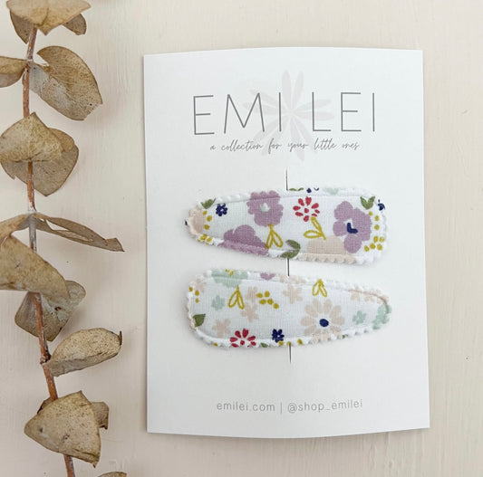 Pastel Floral Hair Clip Snap Barrettes