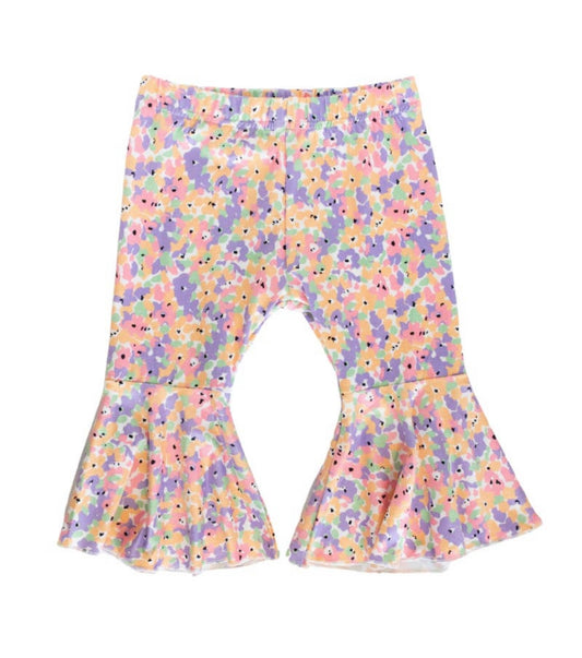 Colorful Floral Lina Pleated Bell Bottoms